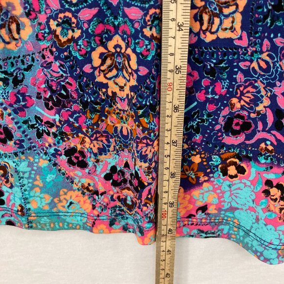 New Artisan NY Maxi Skirt Large Multi Color Floral Boho Stretch Knit Pull-on - Picture 4 of 9